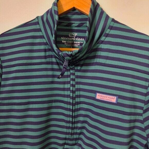 LIKE NEW VINEYARD VINES BLUE/ GREEN THE SHEP LONGSLEEVES MOCK NECK TOP SIZE L - Picture 5 of 16